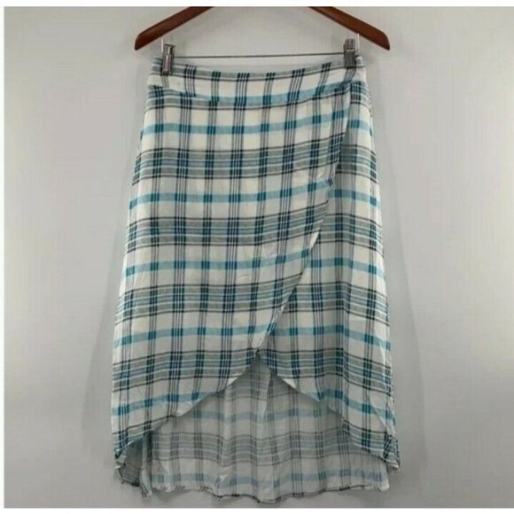 Nwt Aqua Plaid Skirt, White Stripe ANA Lined Faux Wrap Easter Size 6, 10,12 & 14 - Picture 1 of 2